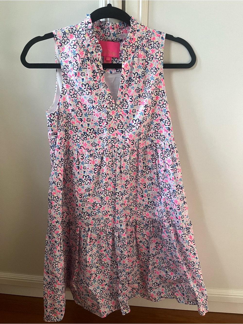 Lilly Pulitzer Pink Floral Sleeveless Tiered Dress